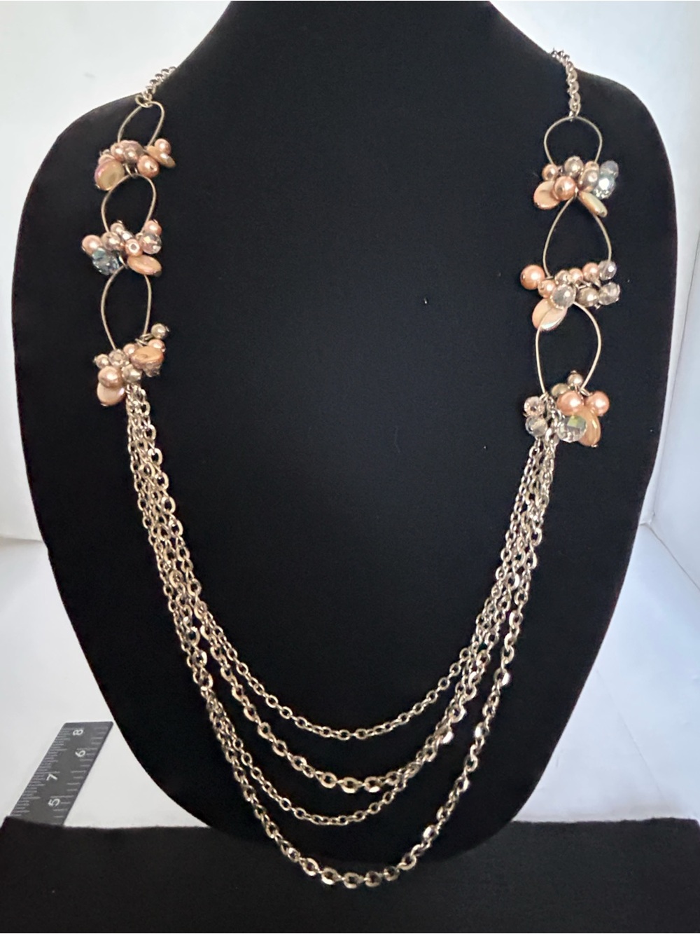 Erica Lyons Rose Gold Multi-Strand Necklace with Bead Clusters(5